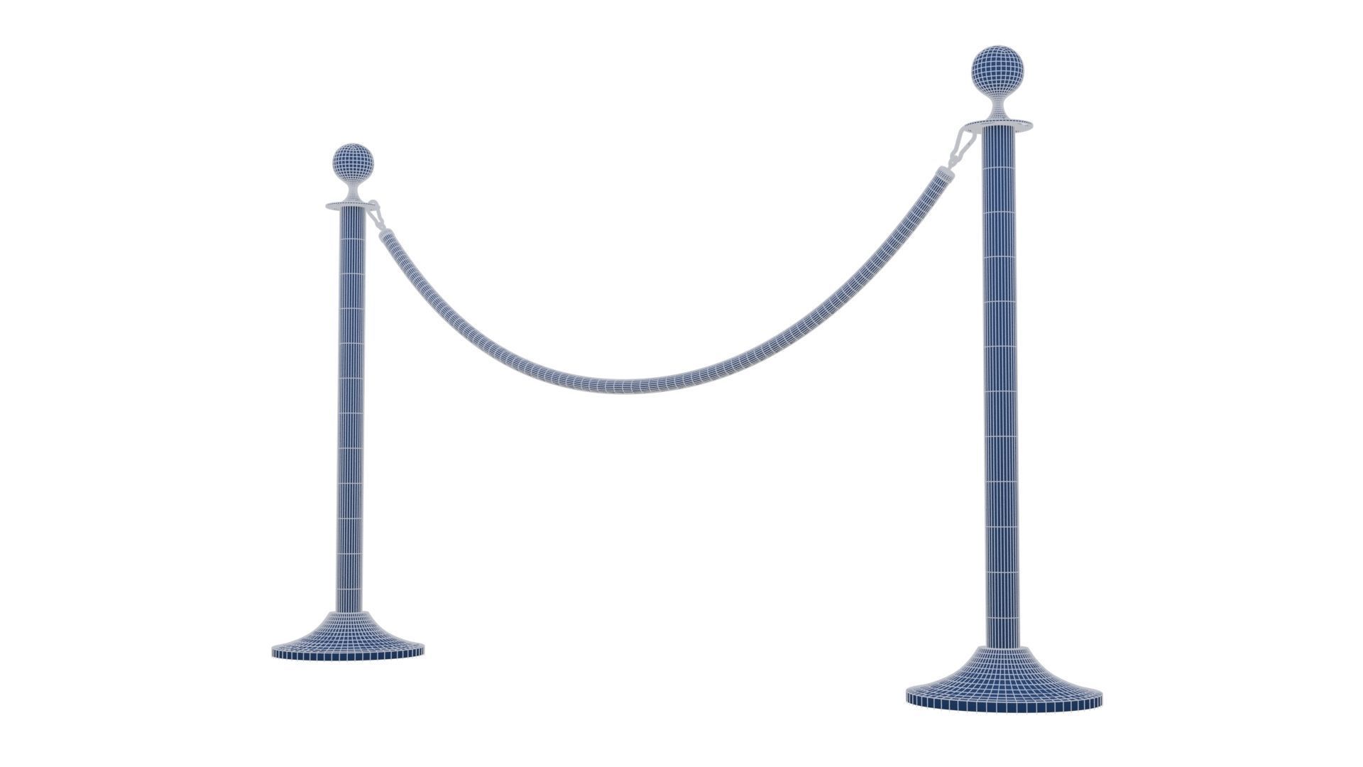 Rope Barrier Low-poly 3D model_25