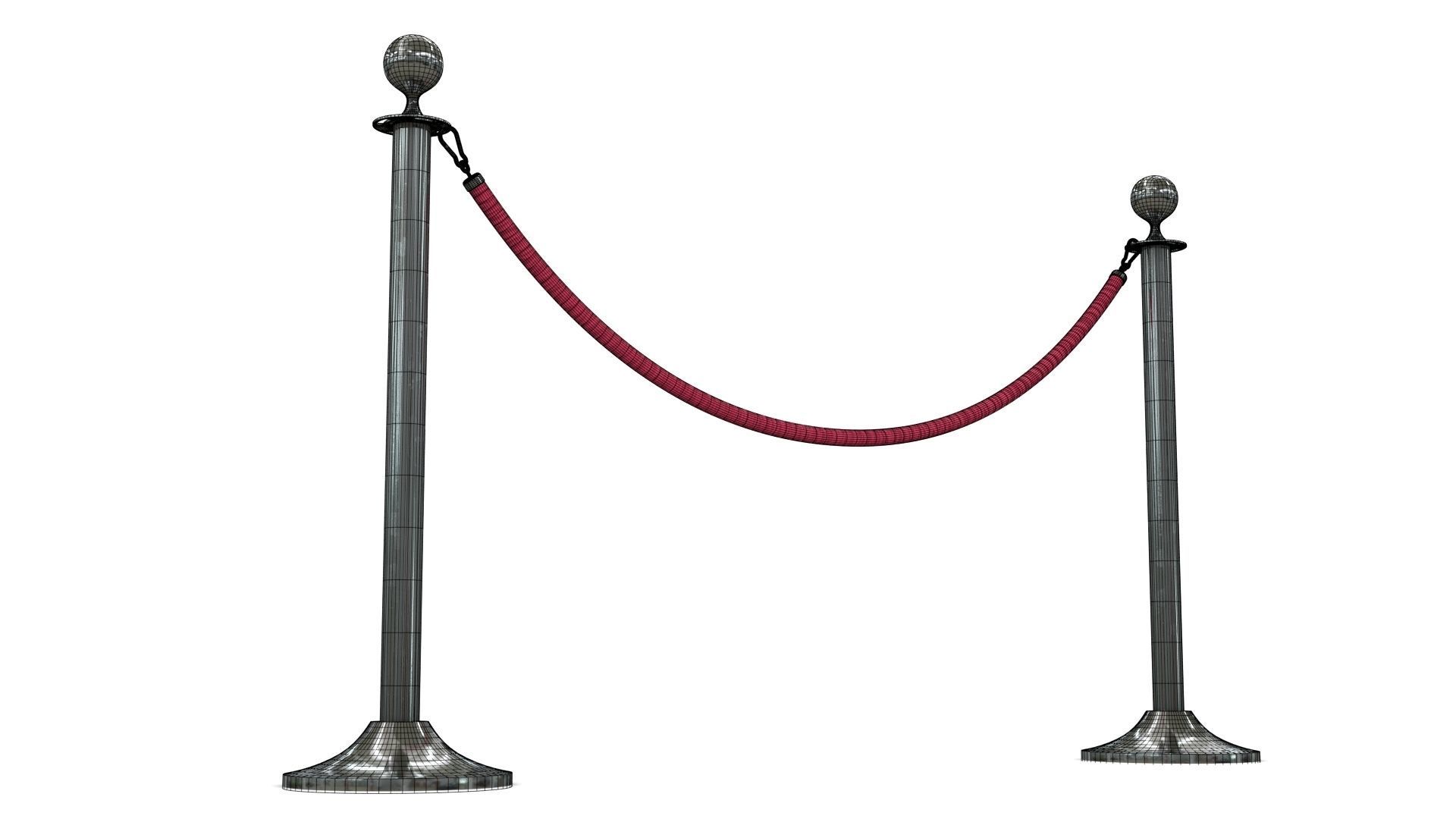 Rope Barrier Low-poly 3D model_10