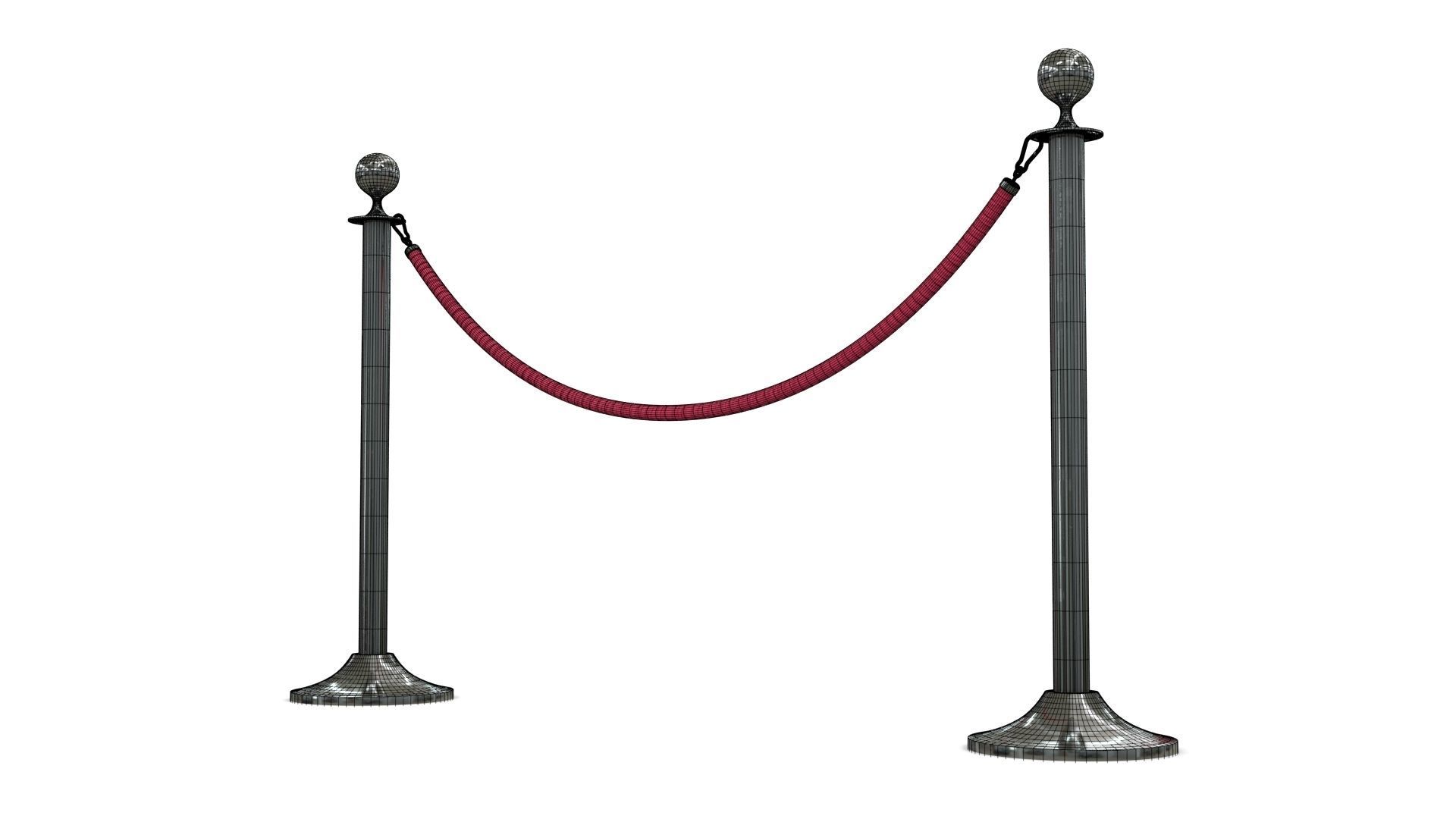 Rope Barrier Low-poly 3D model_15