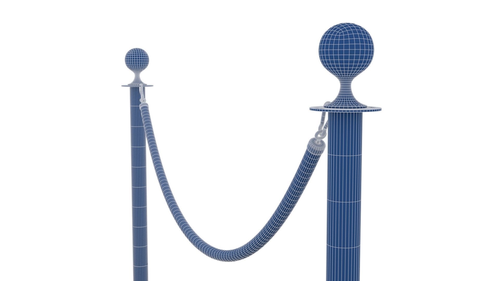 Rope Barrier Low-poly 3D model_28