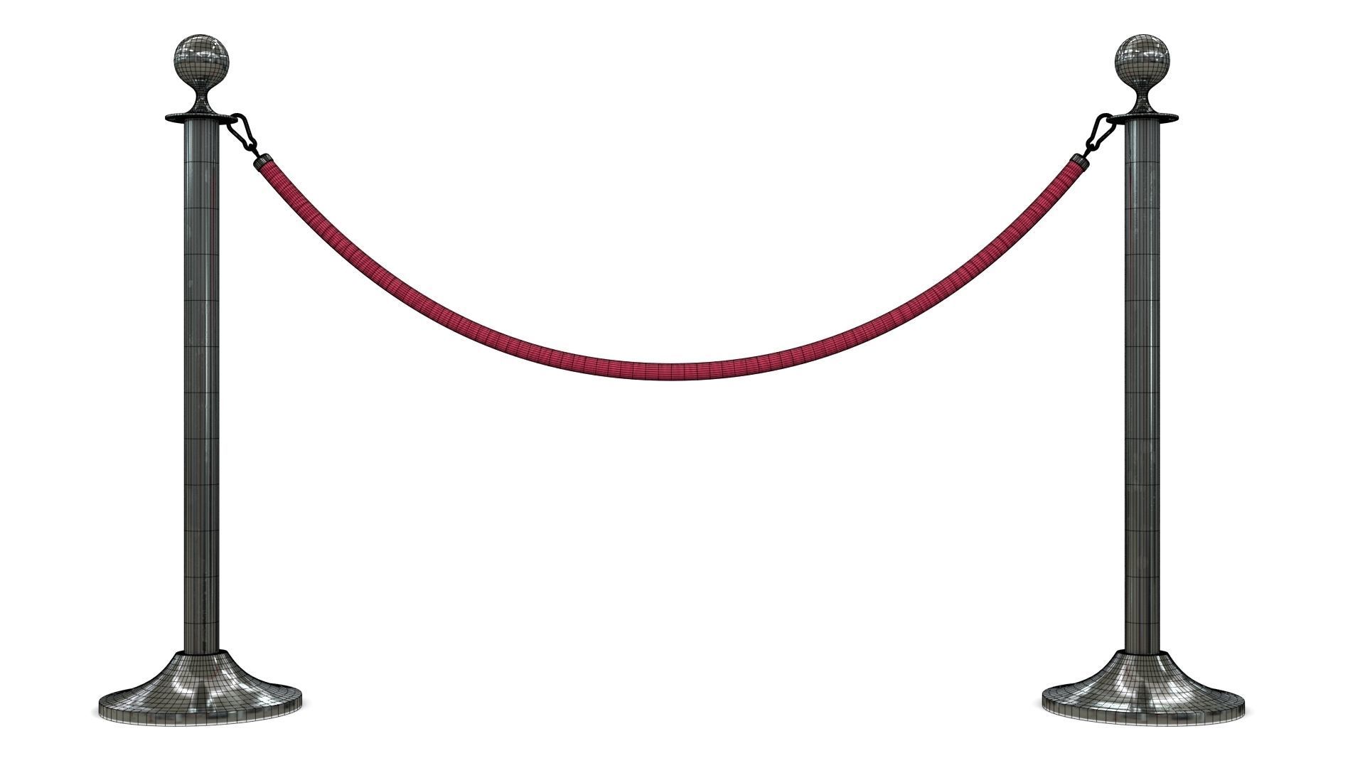 Rope Barrier Low-poly 3D model_11