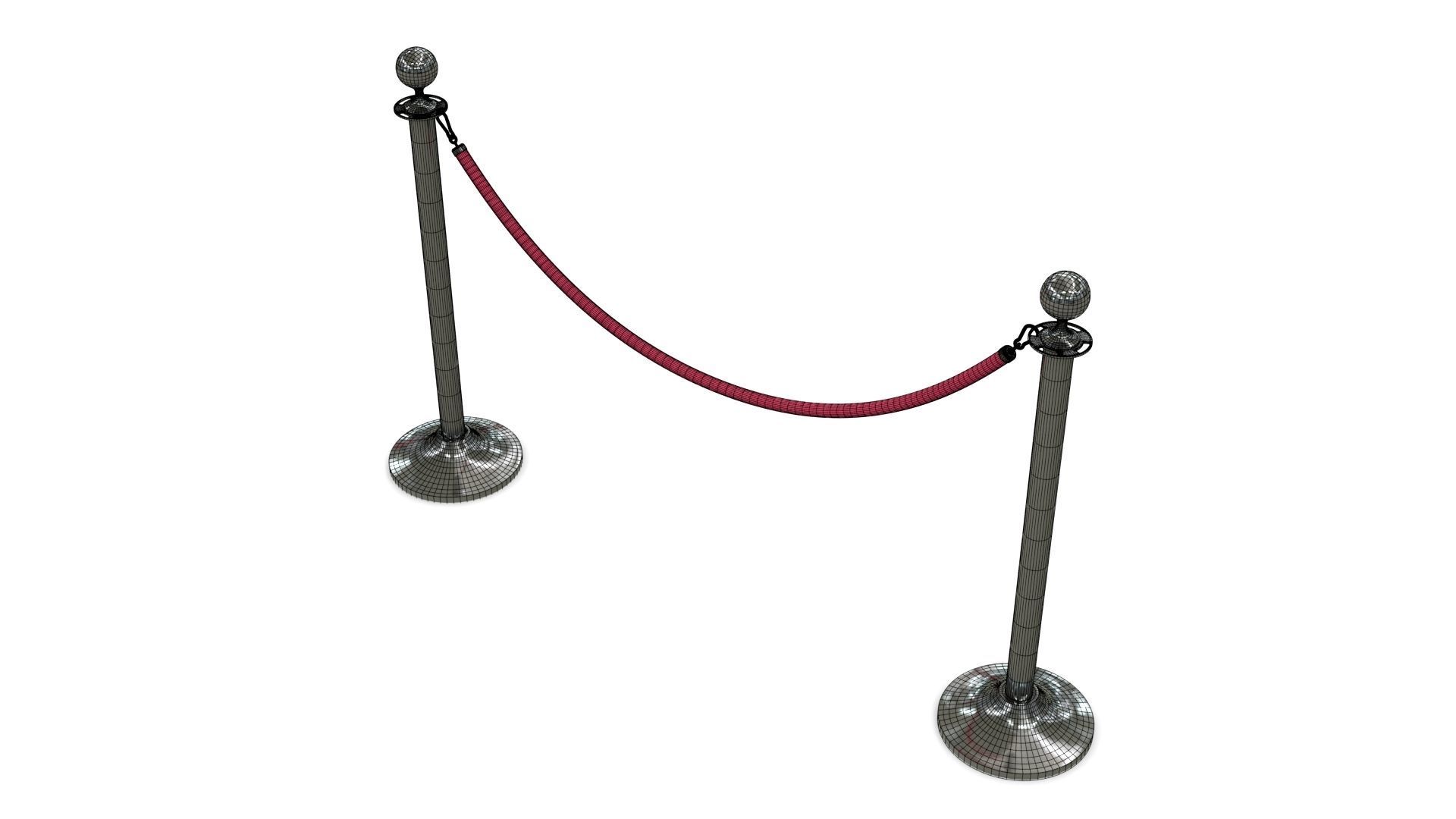 Rope Barrier Low-poly 3D model_12