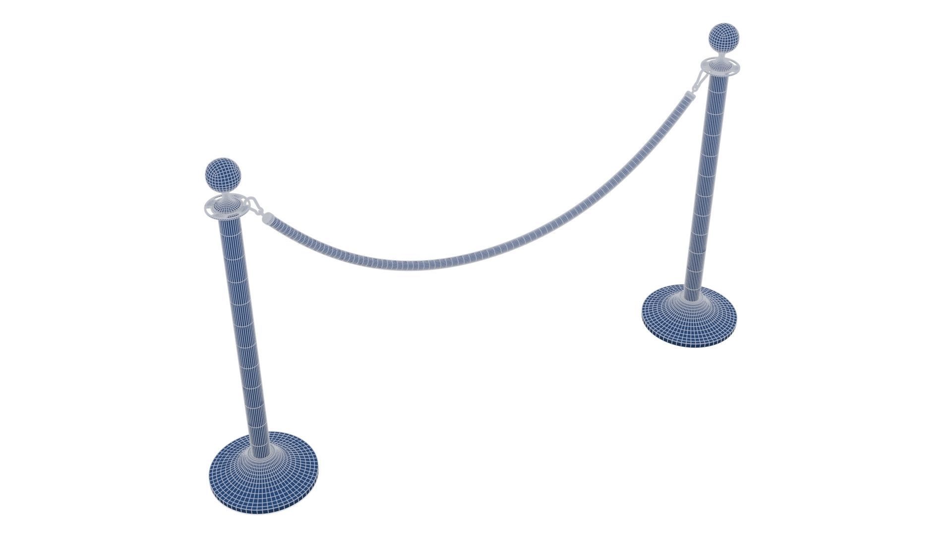 Rope Barrier Low-poly 3D model_24