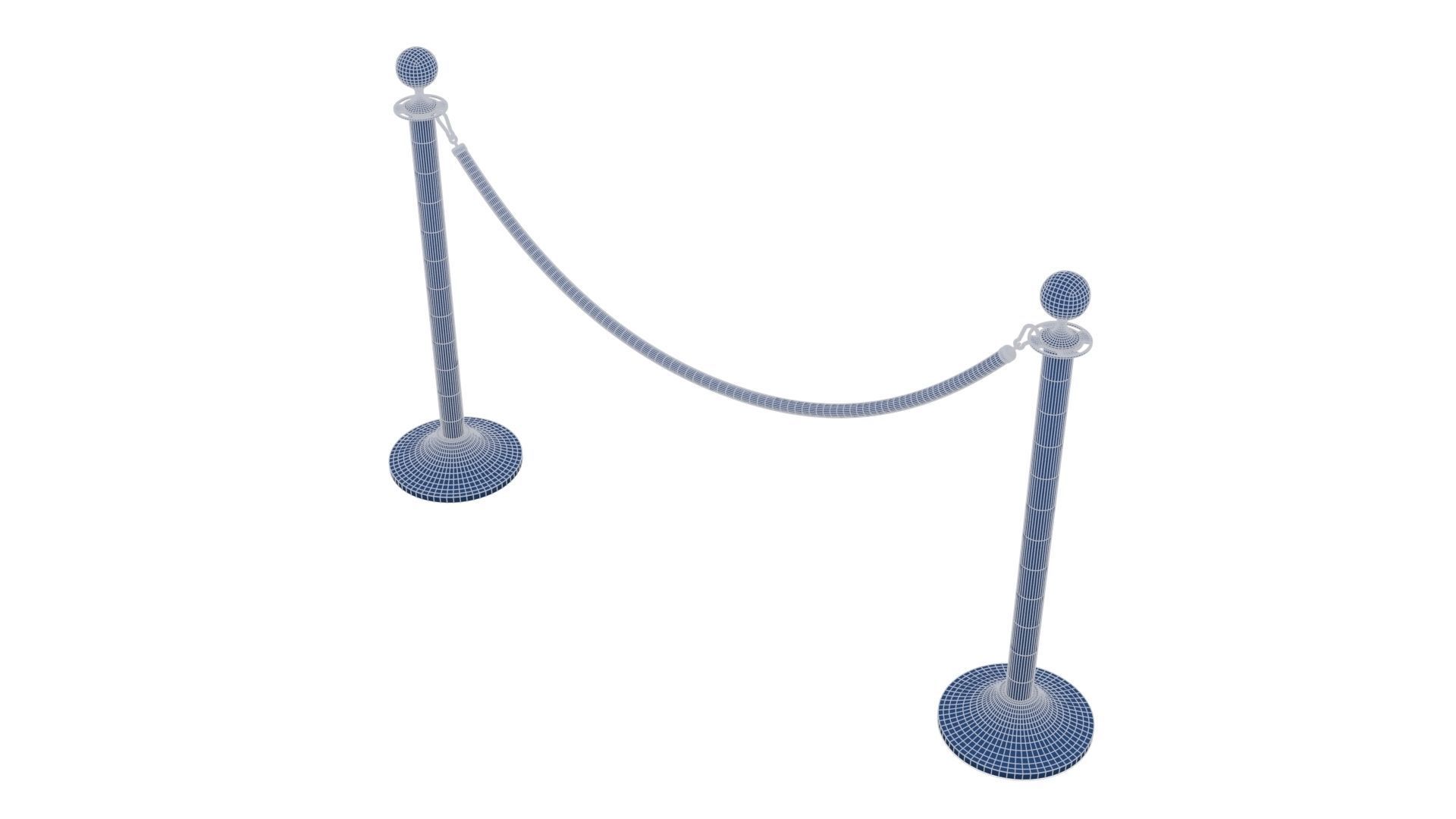 Rope Barrier Low-poly 3D model_22