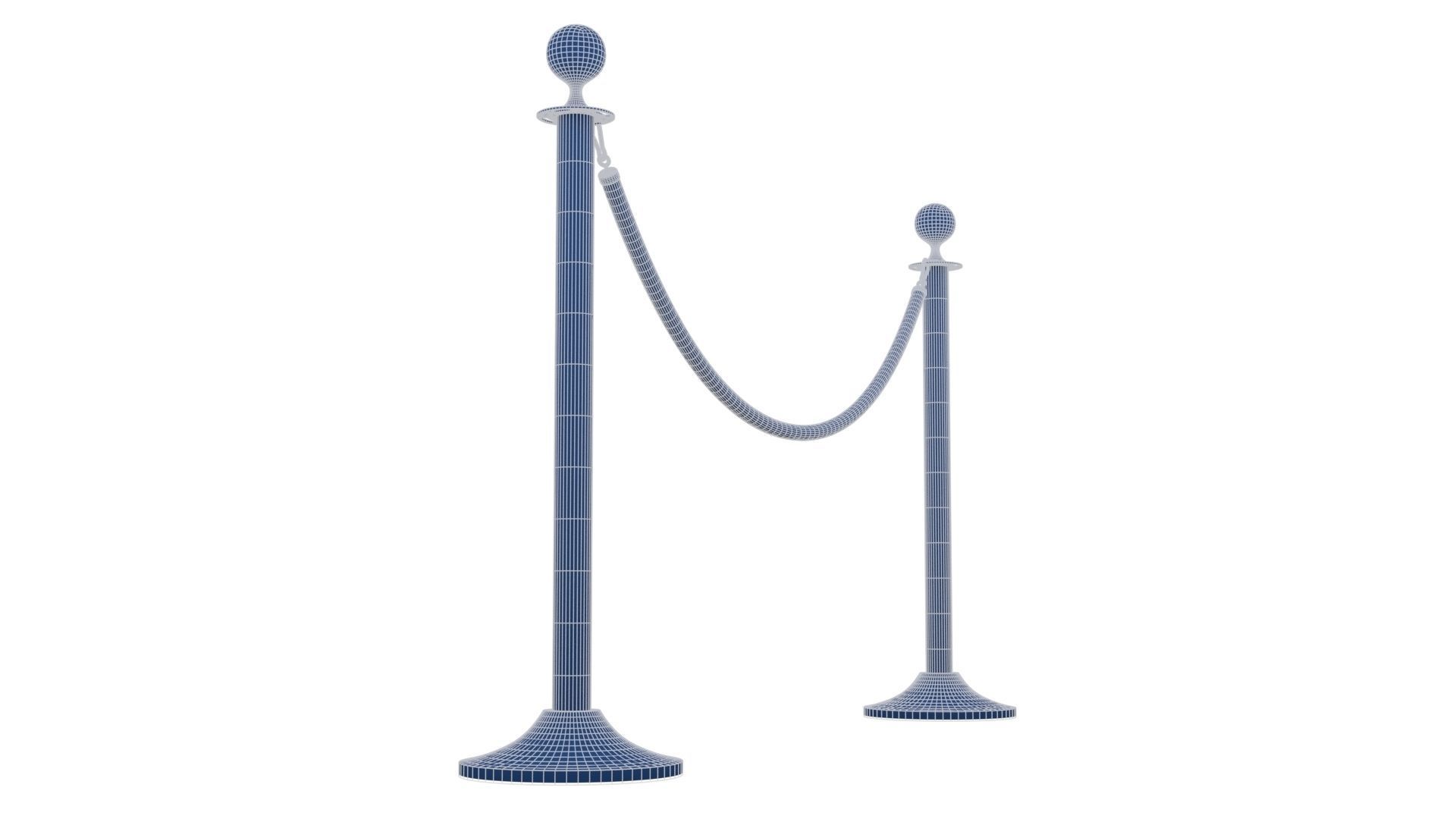 Rope Barrier Low-poly 3D model_23