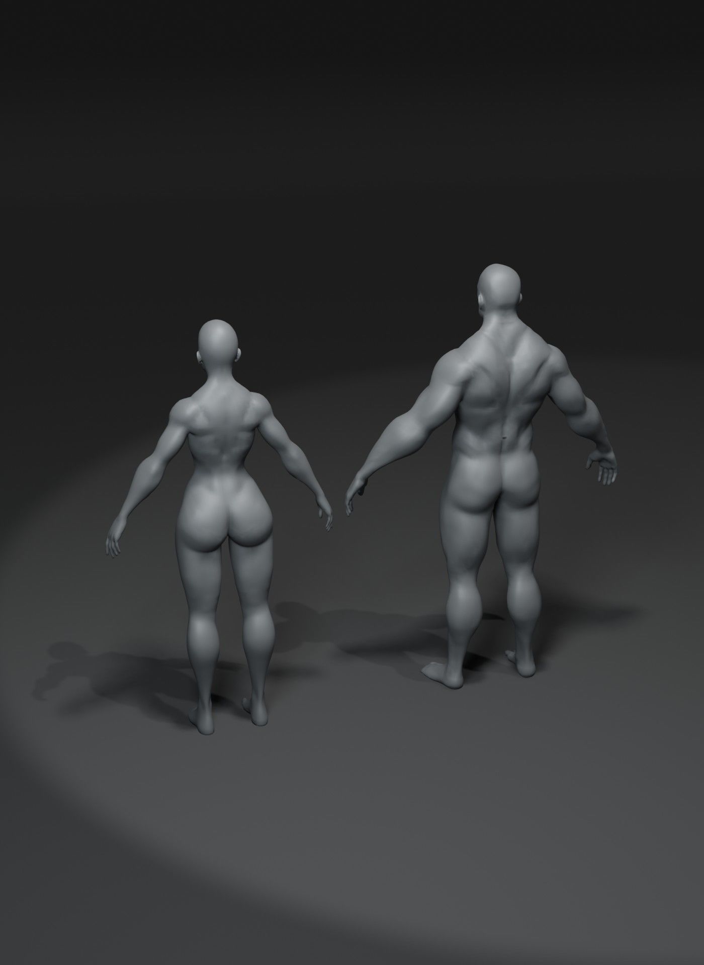 Superhero Muscular Human Male Female Body Base Mesh 20k Polygons 3D Model Collection_3