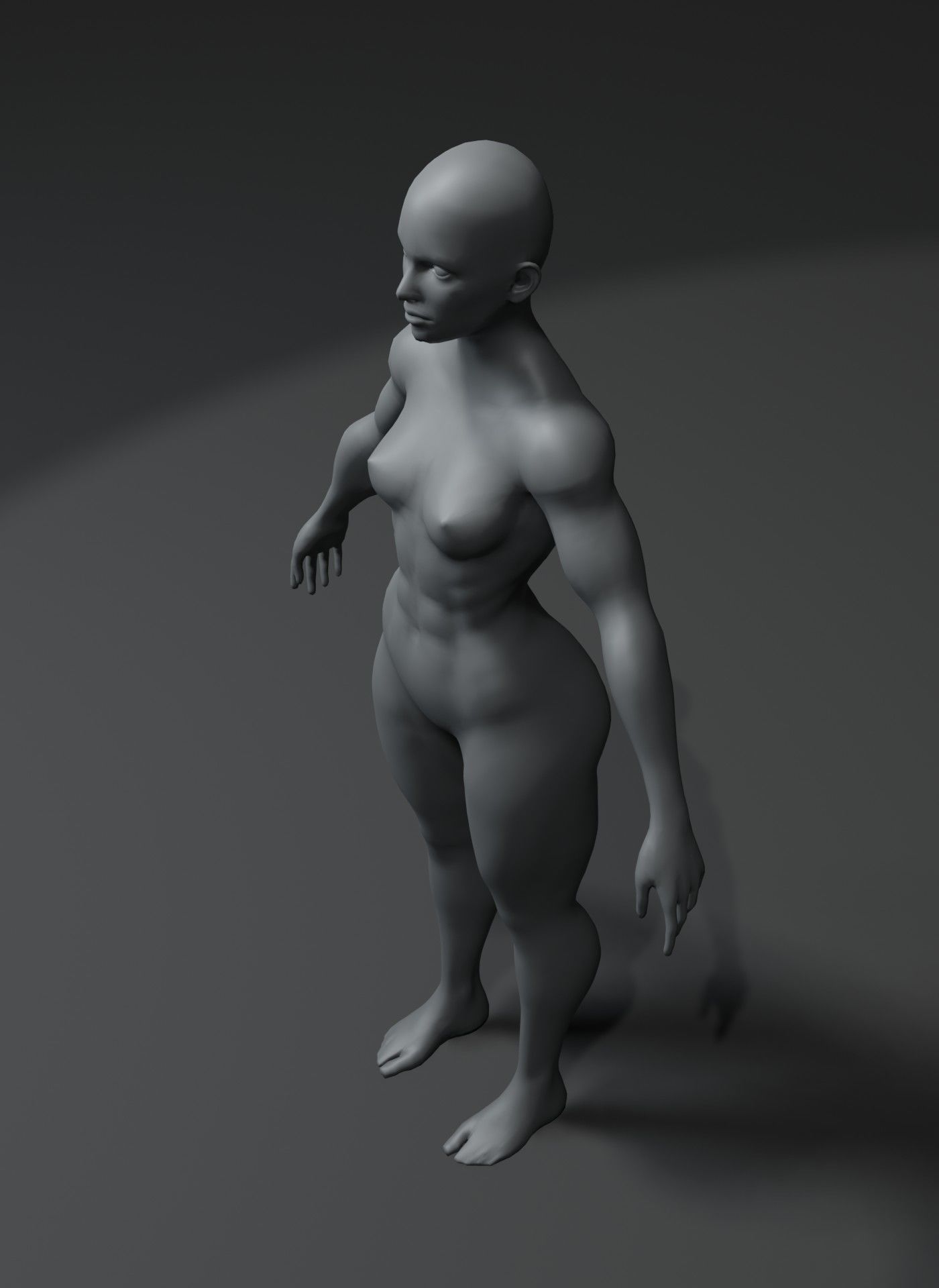 Superhero Muscular Human Male Female Body Base Mesh 20k Polygons 3D Model Collection_11