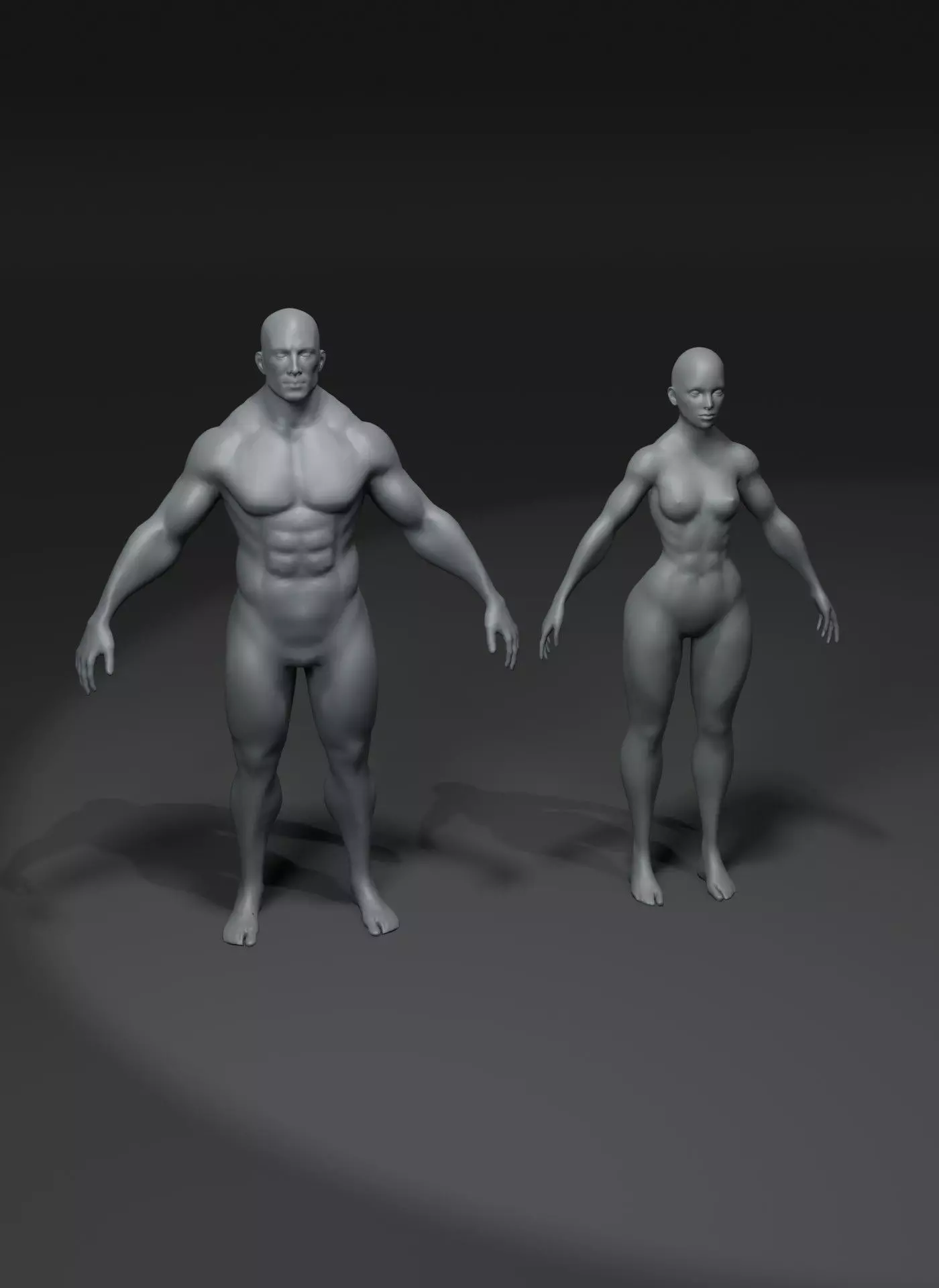 Superhero Muscular Human Male Female Body Base Mesh 20k Polygons 3D Model Collection_0