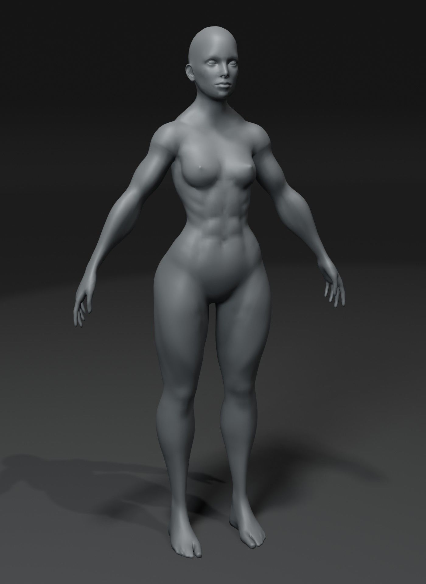 Superhero Muscular Human Male Female Body Base Mesh 20k Polygons 3D Model Collection_32
