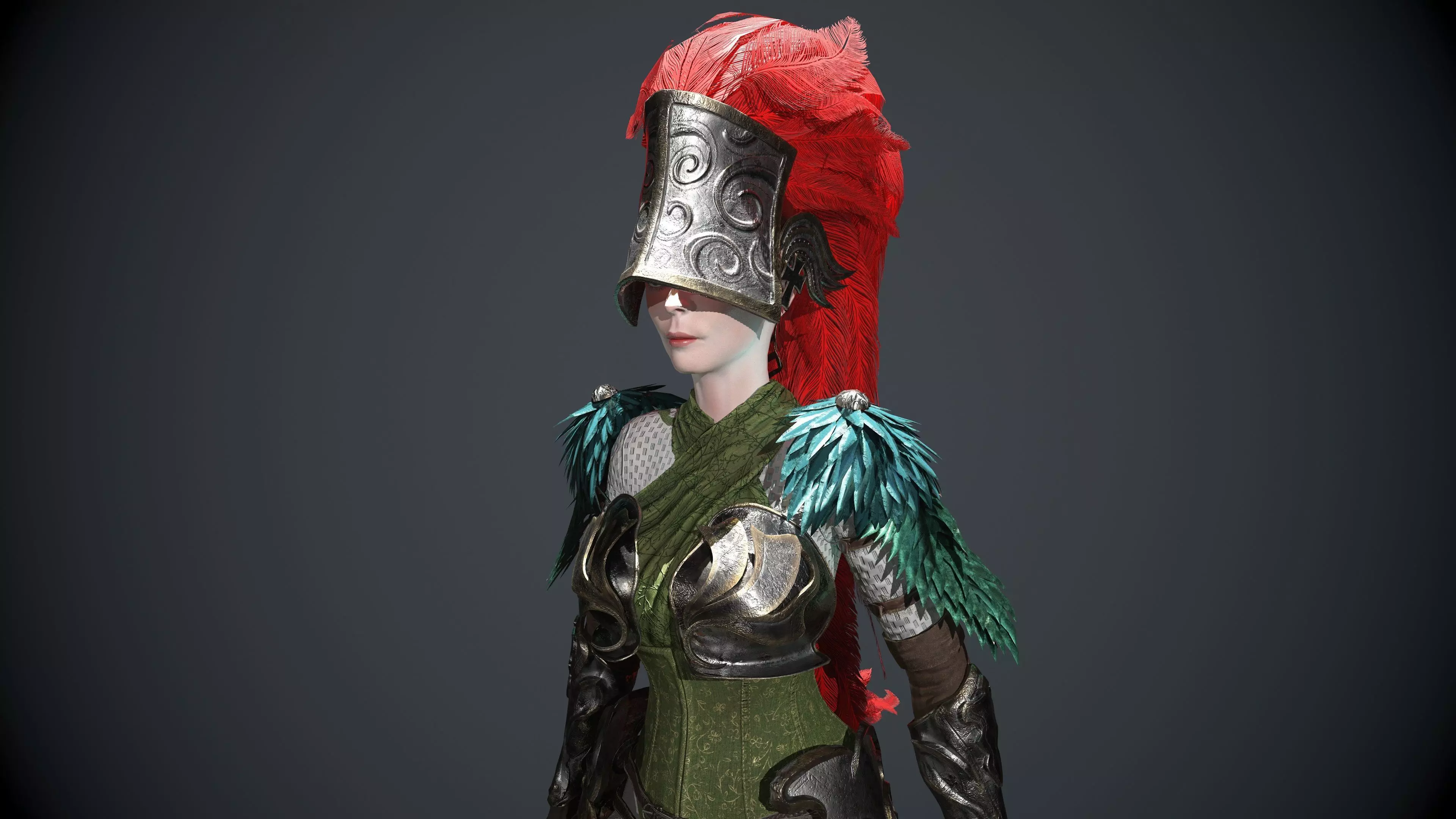 Adema female character in armor Low-poly 3D model