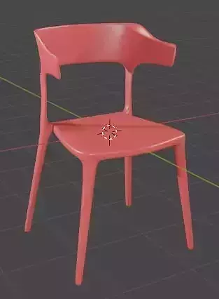A 3D Red Coffee Shop Chair