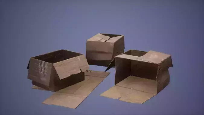 Paper Box Set Low Poly Game Ready 