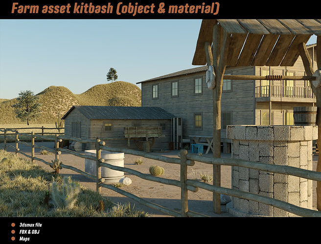 Farm asset kitbash Low-poly 3D model