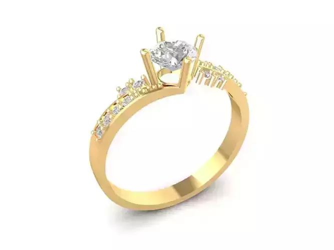 Elegant Solitaire Diamond Engagement Ring for Women 1171 3D print model