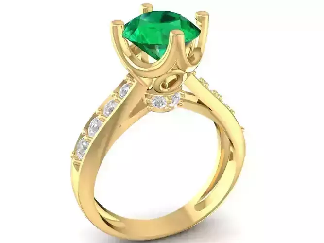 Elegant Round Cut Green Gemstone Engagement Ring for Women 1180