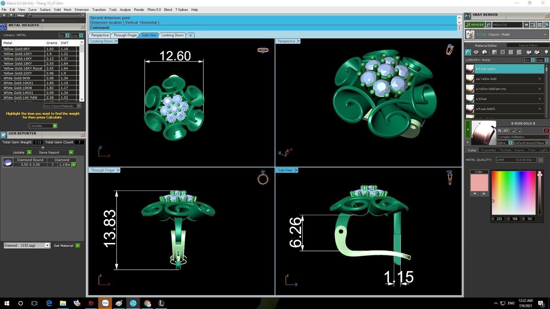 Elegant Floral Diamond Jewelry Set for Women 3D Model 1191 3D print model_10