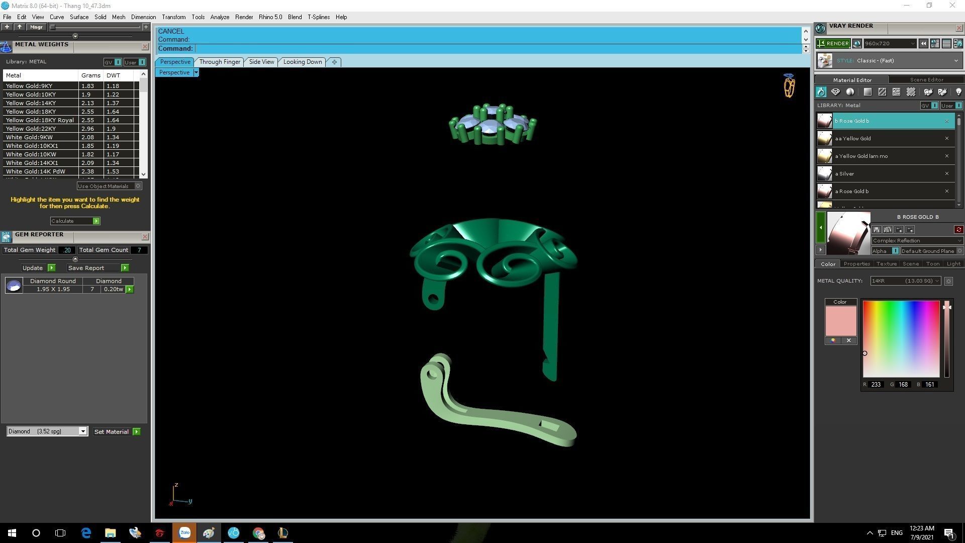 Elegant Floral Diamond Jewelry Set for Women 3D Model 1191 3D print model_11