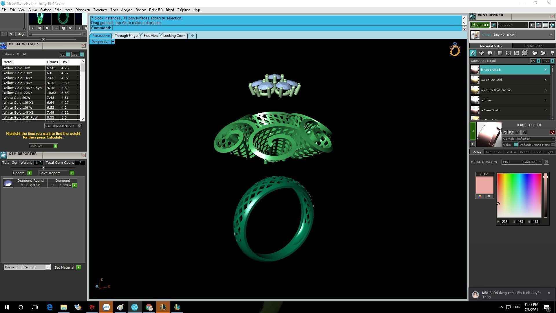 Elegant Floral Diamond Jewelry Set for Women 3D Model 1191 3D print model_8