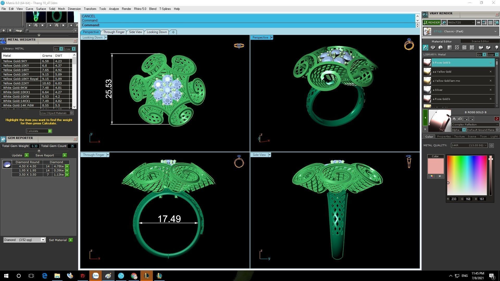 Elegant Floral Diamond Jewelry Set for Women 3D Model 1191 3D print model_7