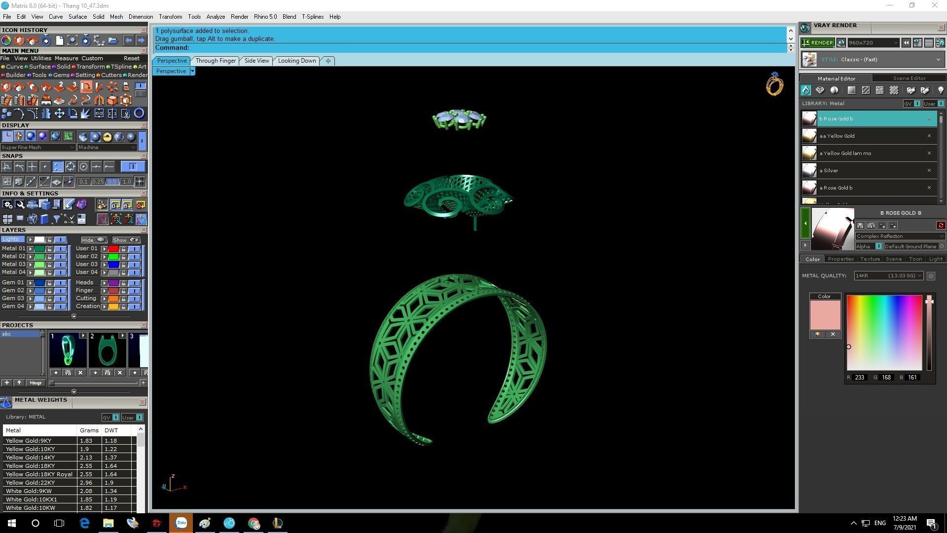 Elegant Floral Diamond Jewelry Set for Women 3D Model 1191 3D print model_12