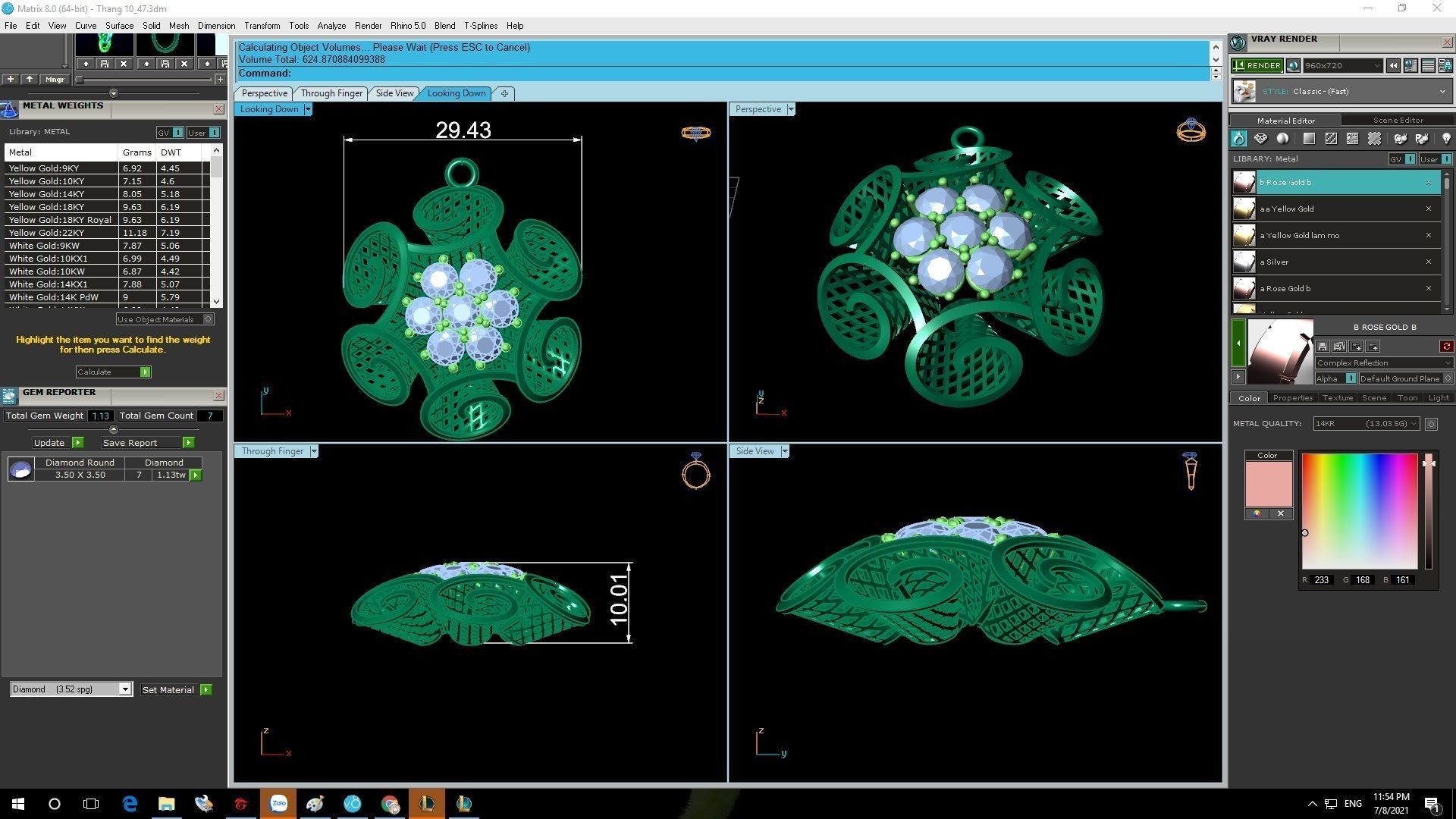 Elegant Floral Diamond Jewelry Set for Women 3D Model 1191 3D print model_9