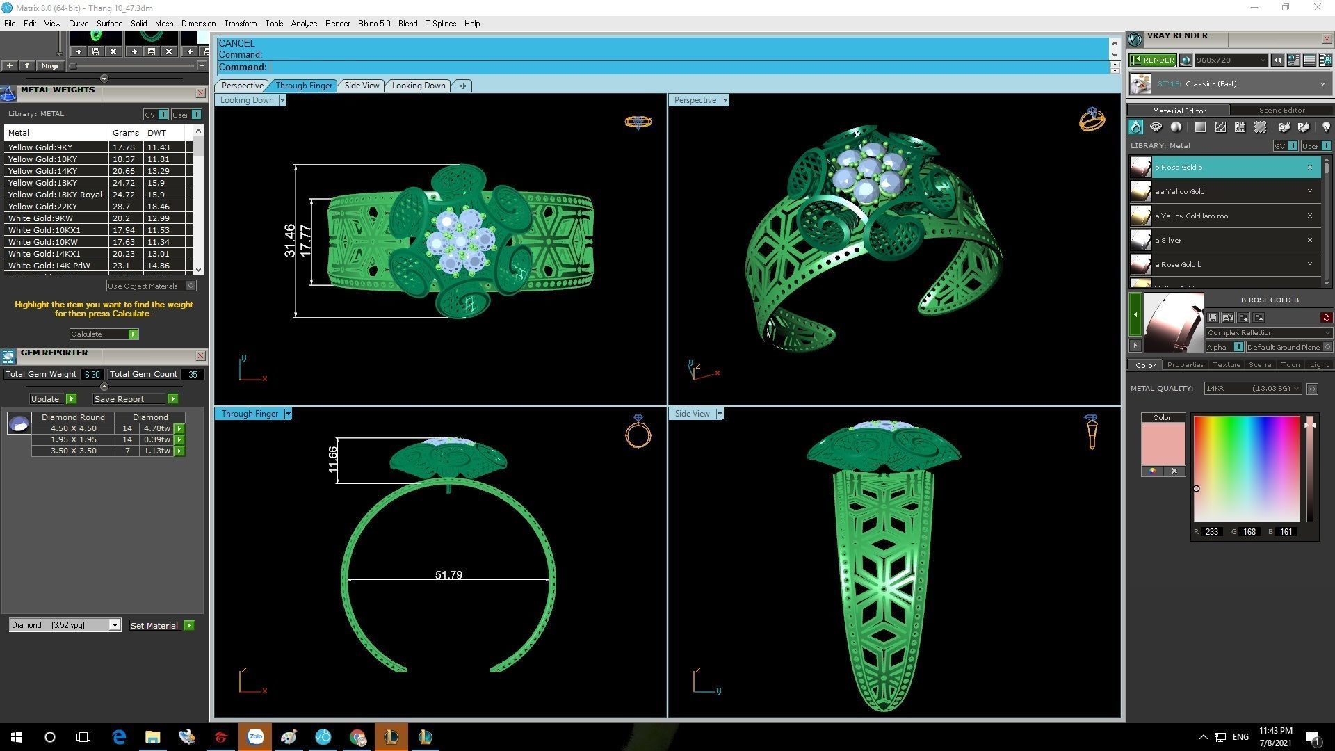 Elegant Floral Diamond Jewelry Set for Women 3D Model 1191 3D print model_6
