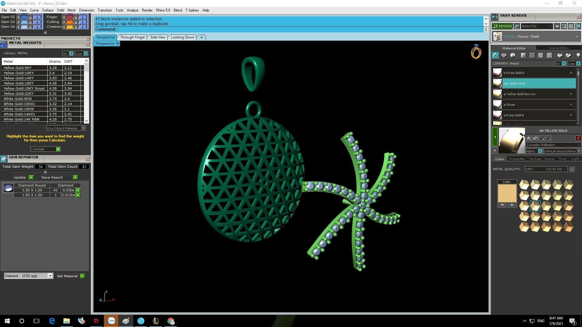 3D Model Geometric Lattice Jewelry Set Ring Pendant Earring 1192 3D print model_15