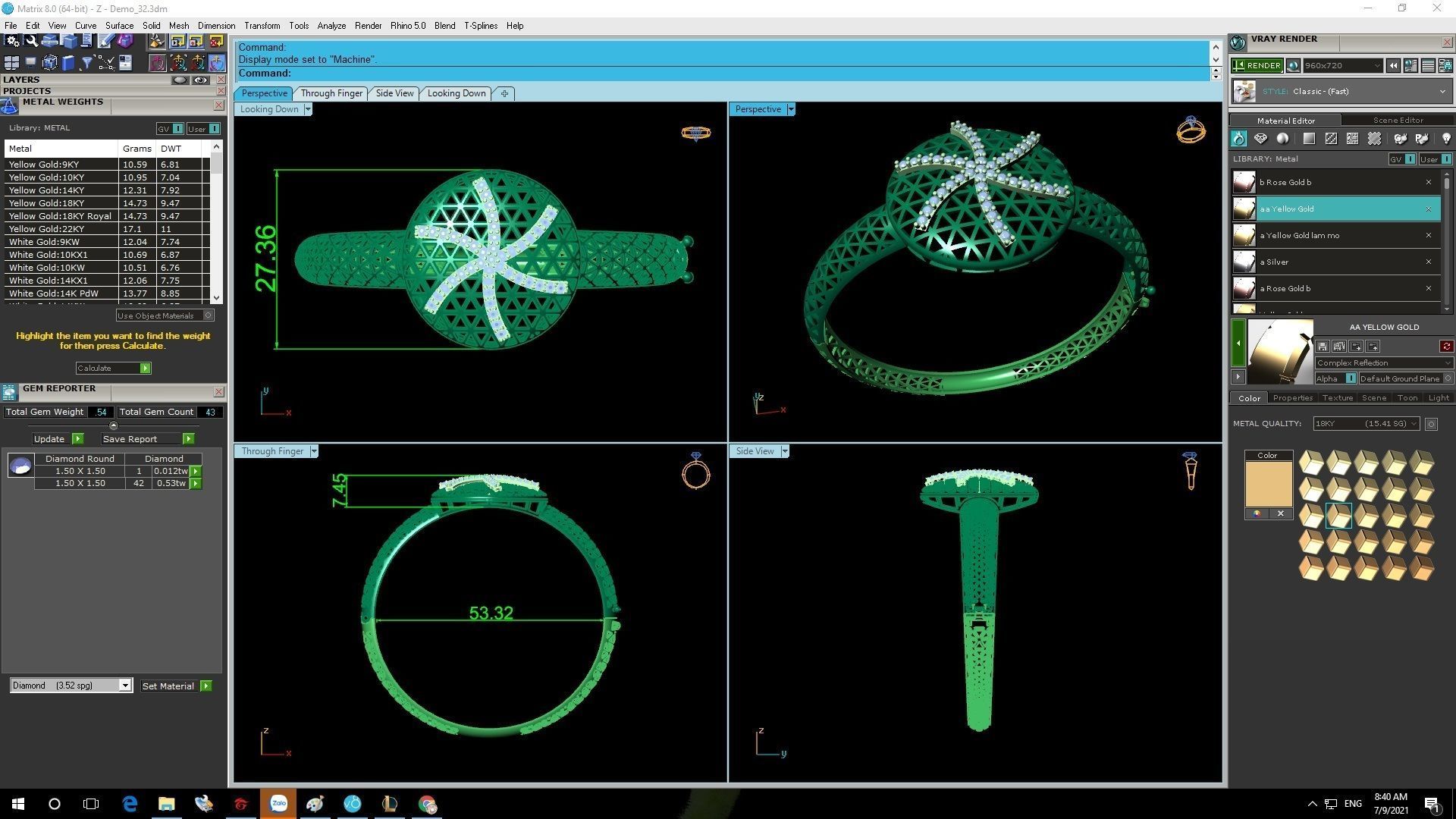 3D Model Geometric Lattice Jewelry Set Ring Pendant Earring 1192 3D print model_12