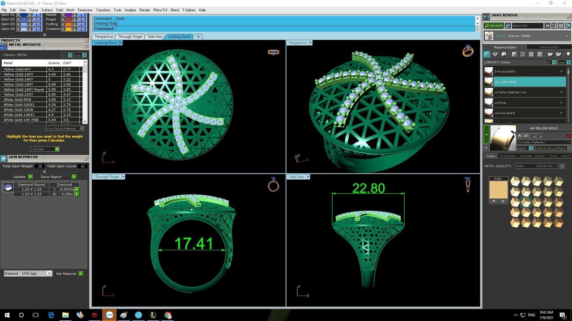 3D Model Geometric Lattice Jewelry Set Ring Pendant Earring 1192 3D print model_16