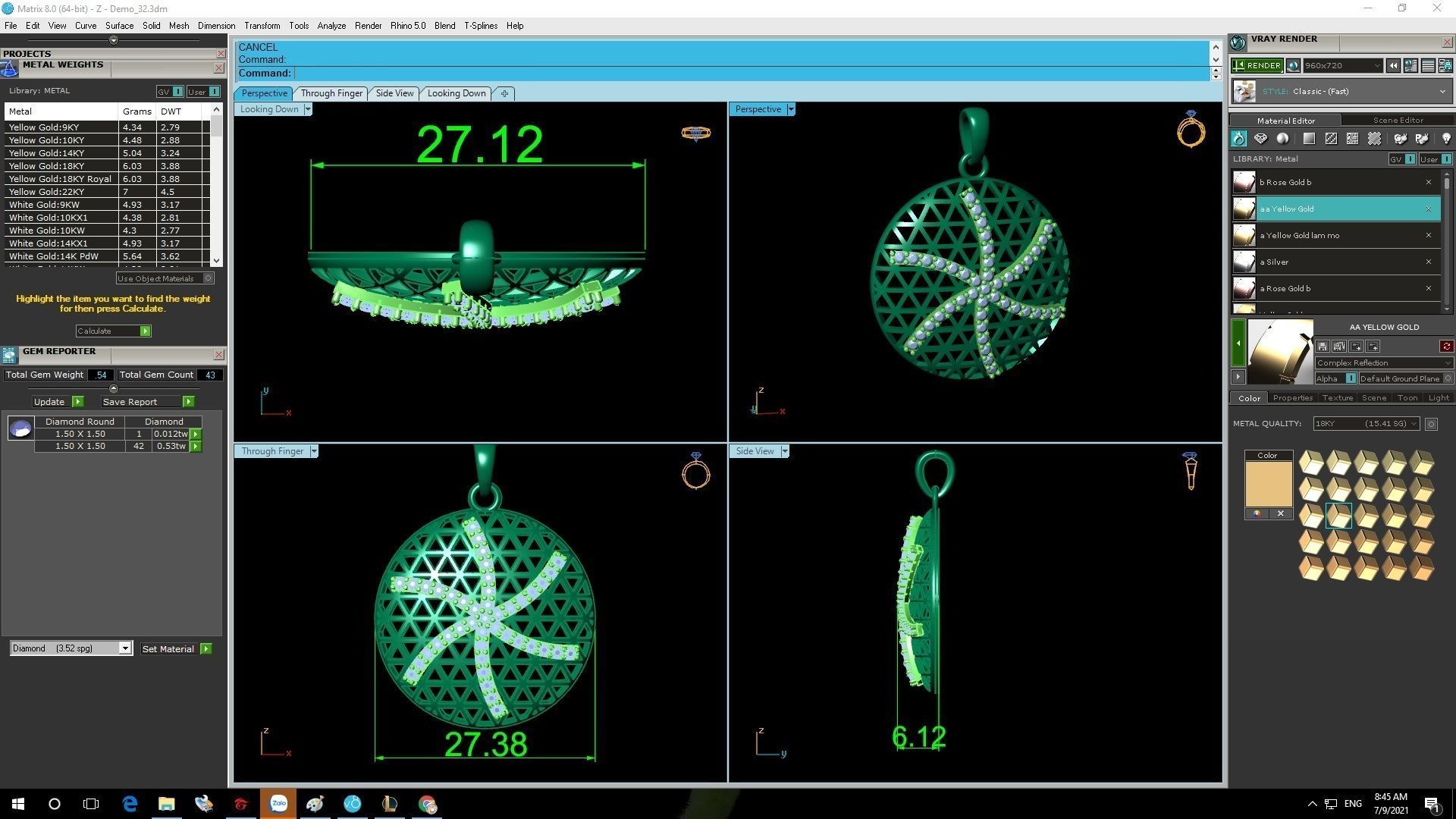 3D Model Geometric Lattice Jewelry Set Ring Pendant Earring 1192 3D print model_14