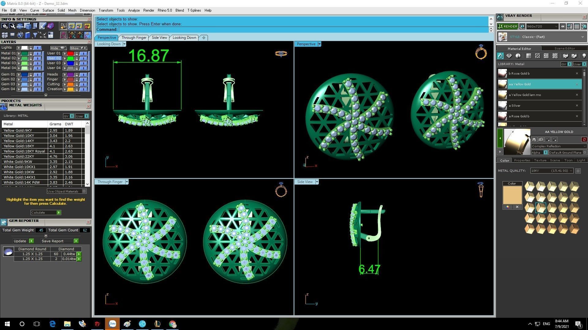 3D Model Geometric Lattice Jewelry Set Ring Pendant Earring 1192 3D print model_17