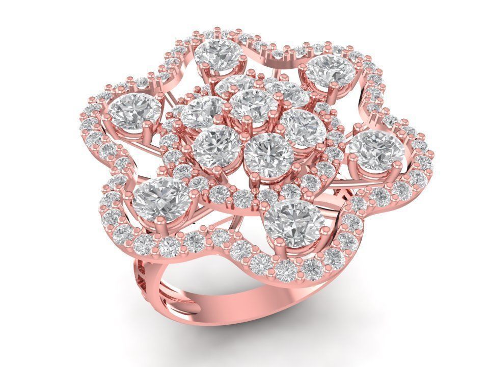 Floral Diamond Jewelry Set Ring Earrings Pendant 3D Model 1193 3D print model_4