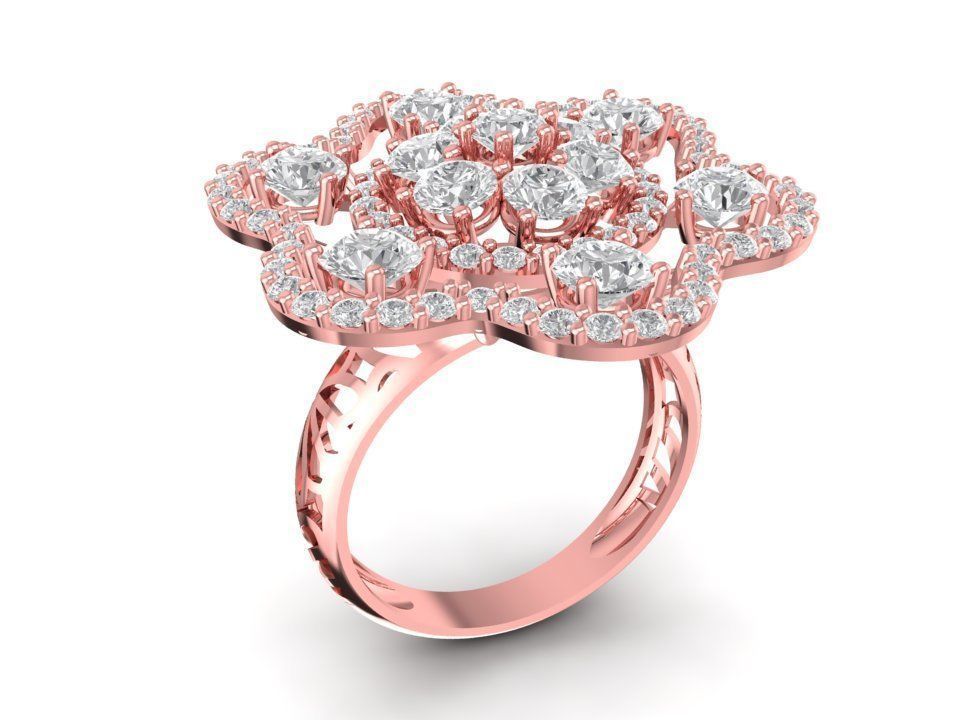 Floral Diamond Jewelry Set Ring Earrings Pendant 3D Model 1193 3D print model_2