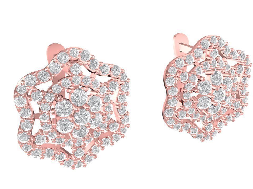 Floral Diamond Jewelry Set Ring Earrings Pendant 3D Model 1193 3D print model_5