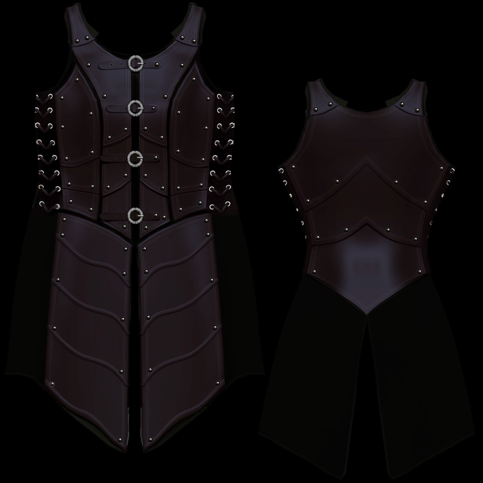 Female Warrior Armour Low-poly 3D model_4