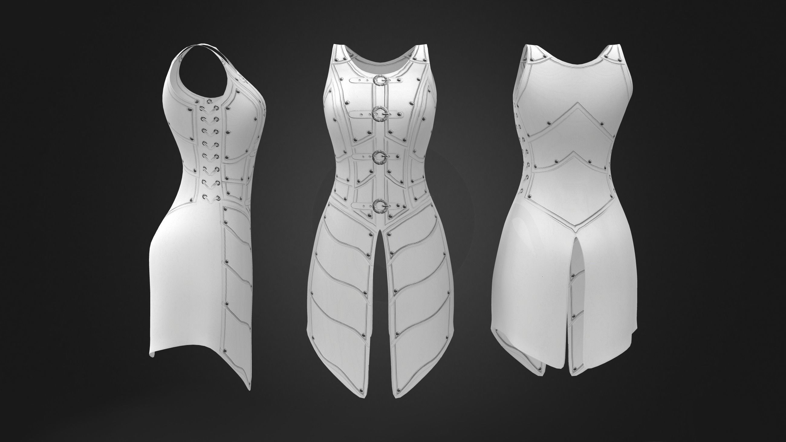 Female Warrior Armour Low-poly 3D model_3