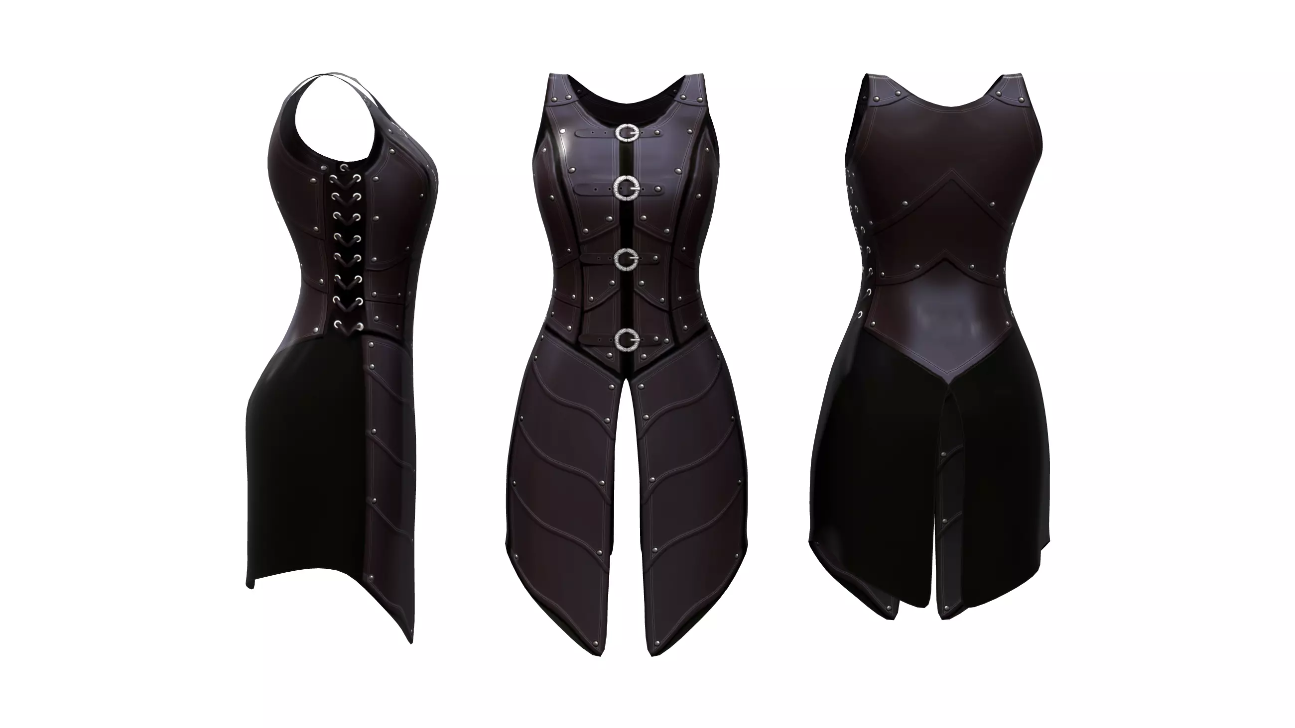 Female Warrior Armour Low-poly 3D model_0