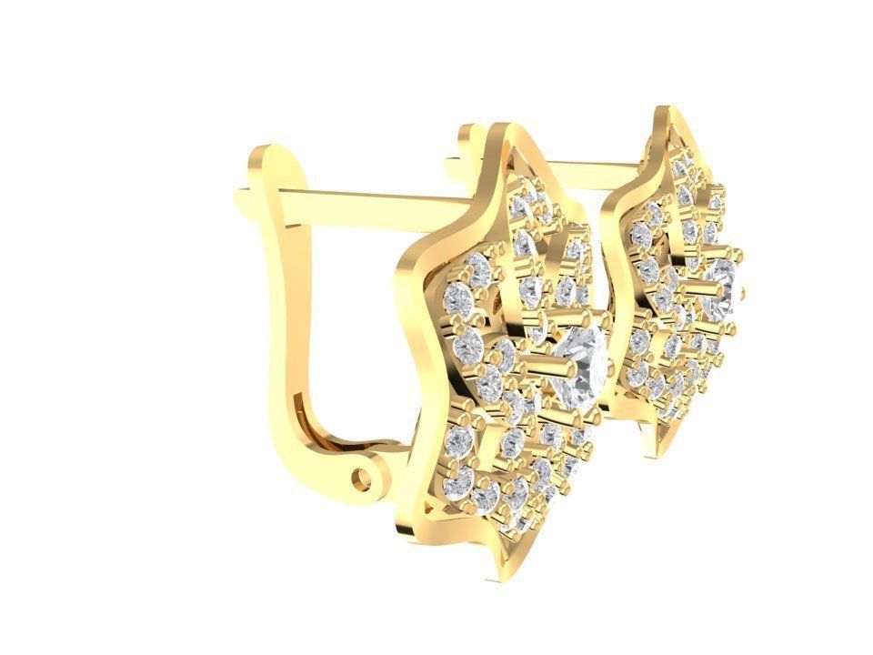 Floral Star Diamond Ring and Earrings Jewelry 3D Model 1195 3D print model_4