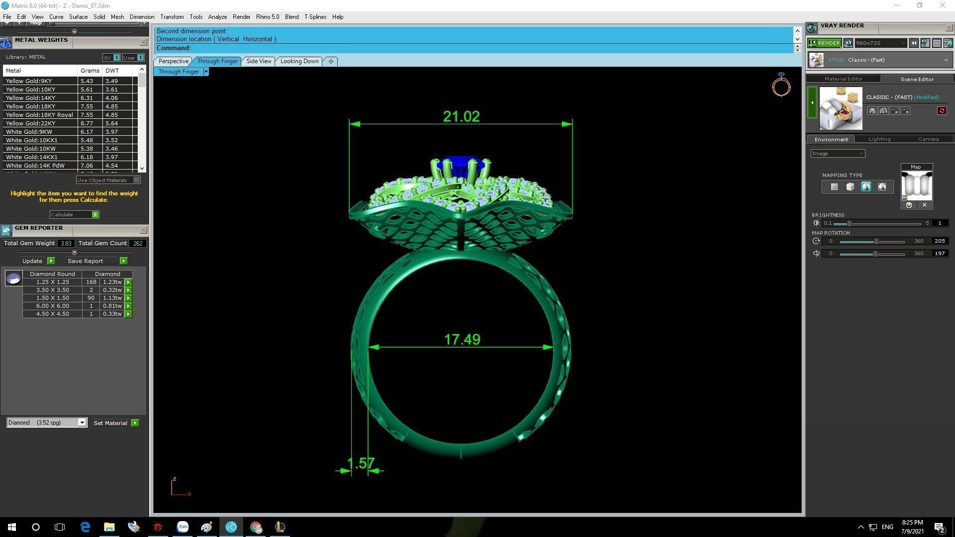 Floral Star Diamond Ring and Earrings Jewelry 3D Model 1195 3D print model_12