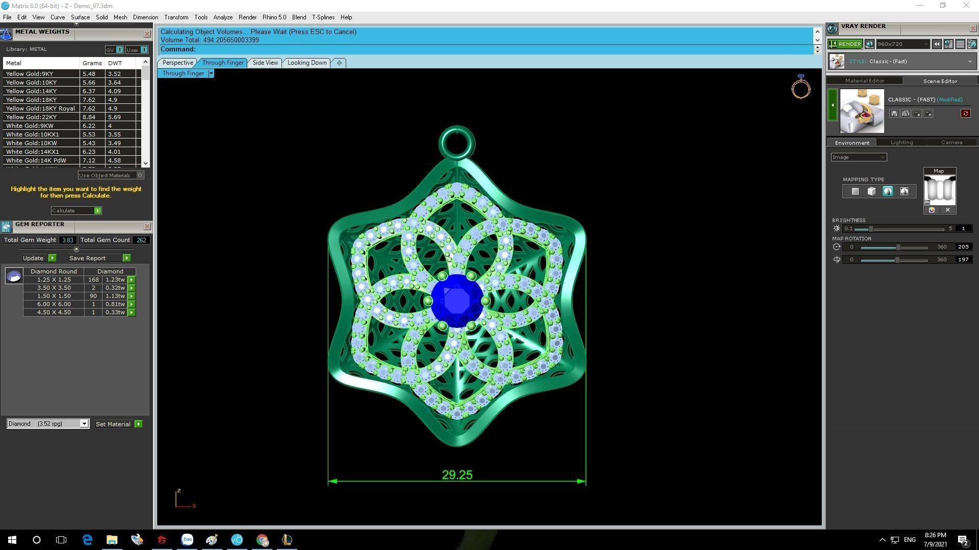 Floral Star Diamond Ring and Earrings Jewelry 3D Model 1195 3D print model_13