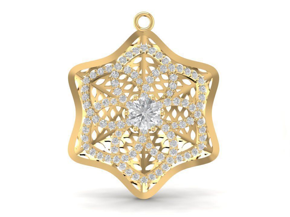 Floral Star Diamond Ring and Earrings Jewelry 3D Model 1195 3D print model_9