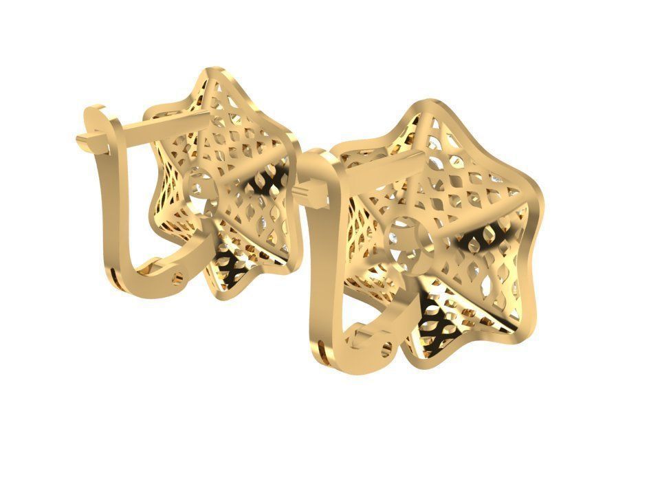 Floral Star Diamond Ring and Earrings Jewelry 3D Model 1195 3D print model_5