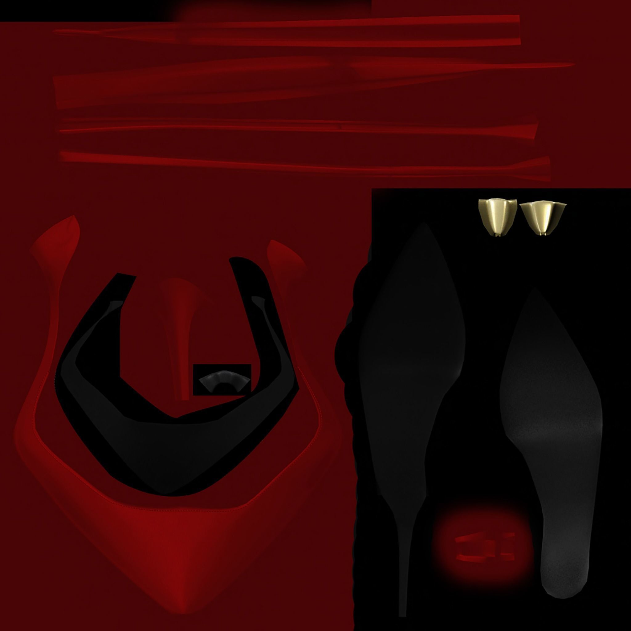 Cross Strappy Pointed Toe Stilettos Low-poly 3D model_5