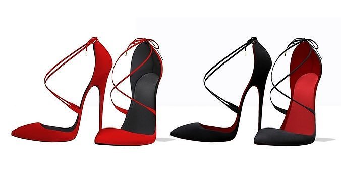 Cross Strappy Pointed Toe Stilettos Low-poly 3D model