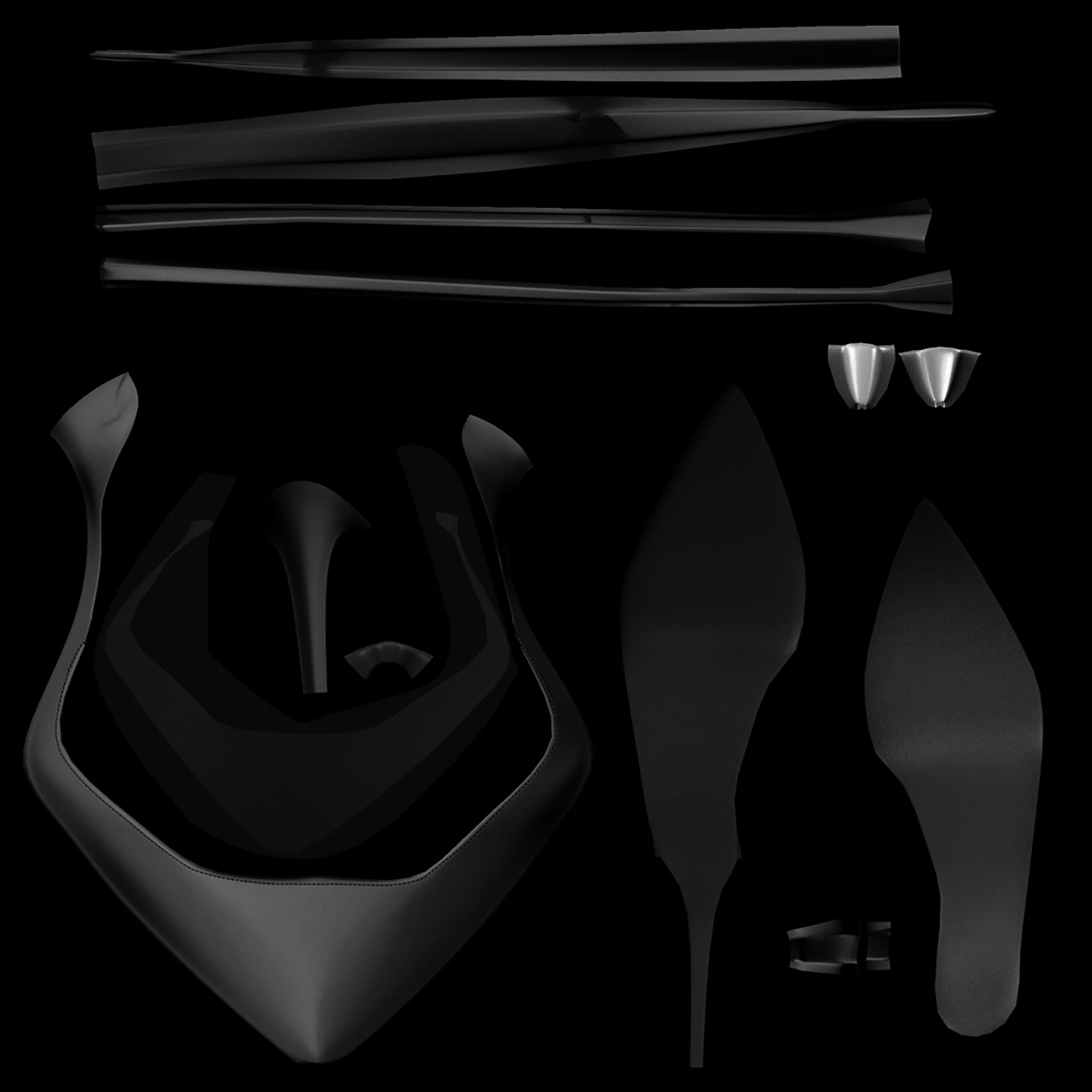 Cross Strappy Pointed Toe Stilettos Low-poly 3D model_8