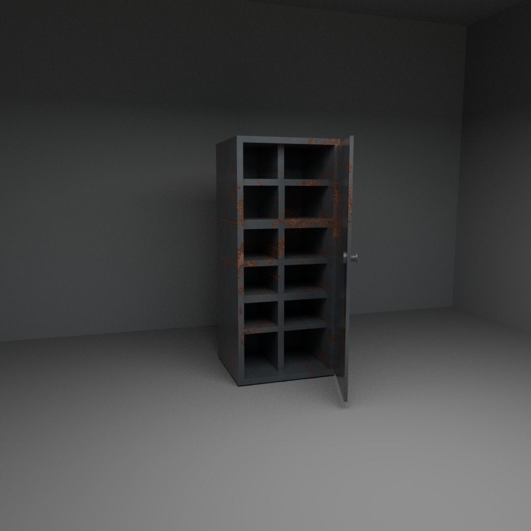 old cabinet Low-poly 3D model_1
