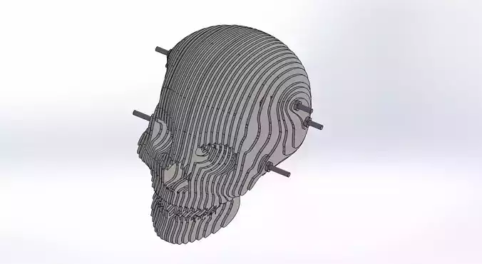 Skull sculpture Dxf For Cnc Laser cutting and 3d step file