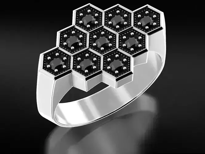 Honeycomb hexagon ring 650