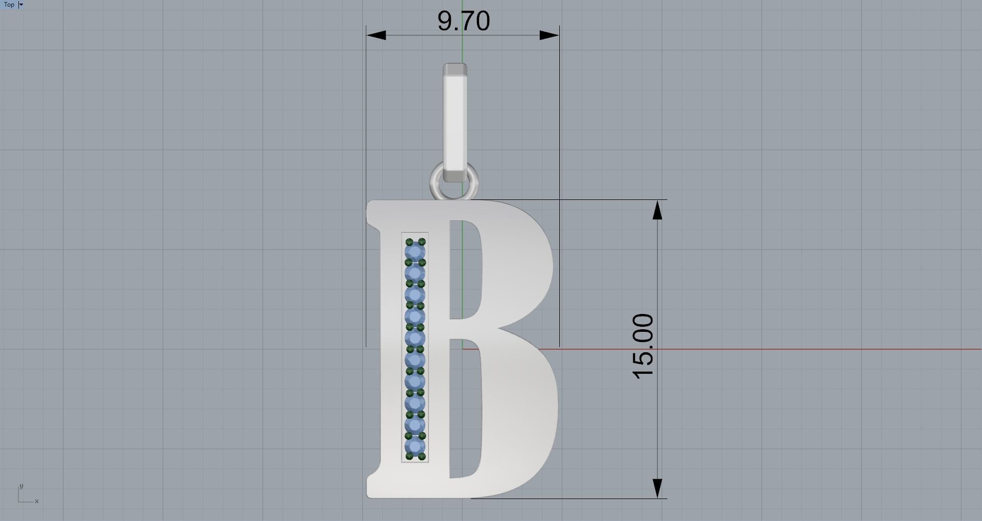 B SCRIPT DIAMOND PENDANT 3D print model_14