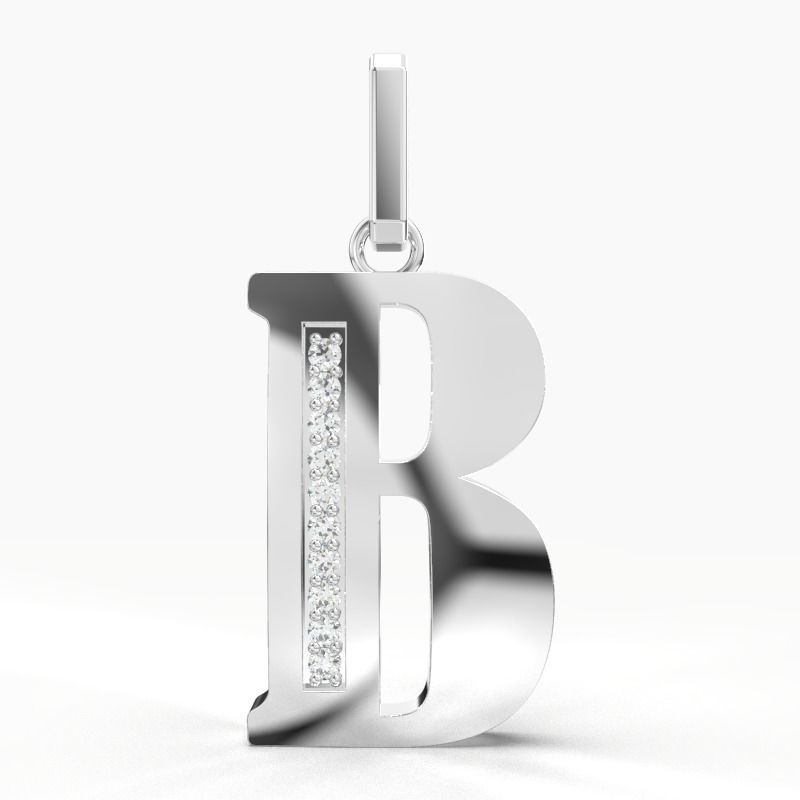 B SCRIPT DIAMOND PENDANT 3D print model_5